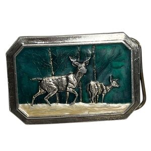 Vintage 1976 Deer Buck Doe Belt Buckle Great American Buckle Co